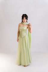 Two Piece Set Satin Corset and American Tulle Skirt