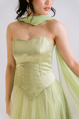 Two Piece Set Satin Corset and American Tulle Skirt