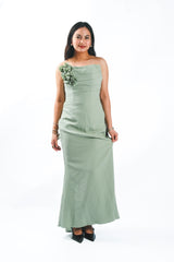 Floral Scoop Gown with Trail