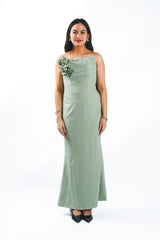 Floral Scoop Gown with Trail