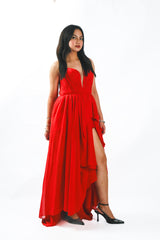 Heartshape flows gown with high slit