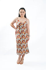 Tie-Back Floral Midi Dress