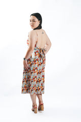 Tie-Back Floral Midi Dress