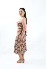 Tie-Back Floral Midi Dress