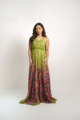 Floral Evening Gown with Back Cutout
