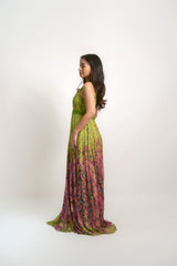 Floral Evening Gown with Back Cutout