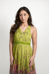 Floral Evening Gown with Back Cutout