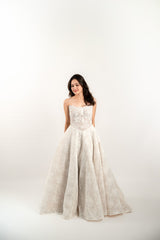 Strapless Lace Embroidered Wedding Ball Gown
