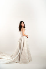Strapless Lace Embroidered Wedding Ball Gown