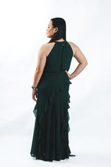 Halter Neck With Ruffled Skirt Maxi
