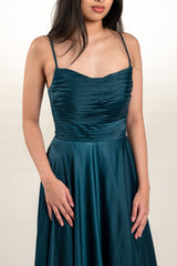 Custom Strapped Pleated Bodice Silk Gown