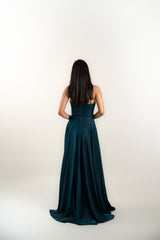 Custom Strapped Pleated Bodice Silk Gown