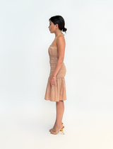 Ruched Brown Dress Mini