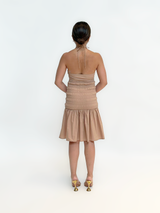 Ruched Brown Dress Mini