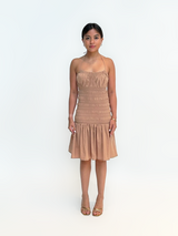 Ruched Brown Dress Mini