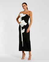 3D White Rose Midi Dress