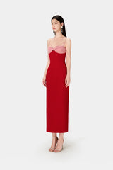 Red Twisted Midi Dress