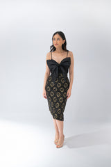 Black and Gold Lace Pencil Skirt