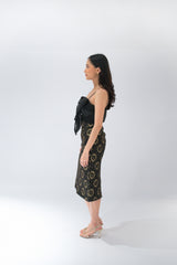 Black and Gold Lace Pencil Skirt