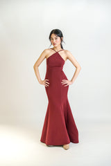 Halter Neck Bell Bottom Gown