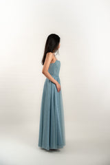 Custom Tulle Chiffon Gown with Braided Belt