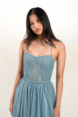 Custom Tulle Chiffon Gown with Braided Belt
