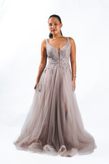 Tulle Plunge Gown