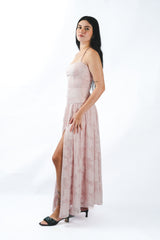 Mesh Smocked Back Floral Dress