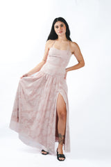 Mesh Smocked Back Floral Dress