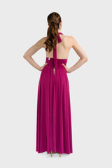 Halter Backless Jersey Maxi Dress