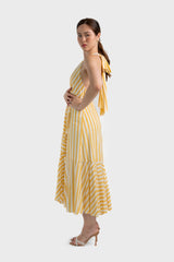 Striped Halter Midi Dress