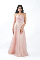 Strapless Satin Ball Gown with Detachable Outer