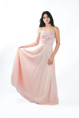 Strapless Satin Ball Gown with Detachable Outer