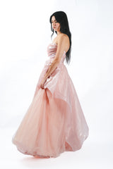Strapless Satin Ball Gown with Detachable Skirt