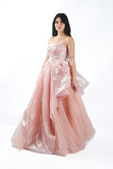Strapless Satin Ball Gown with Detachable Skirt