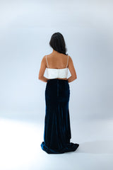 Velvet Ruched Skirt with High Slit
