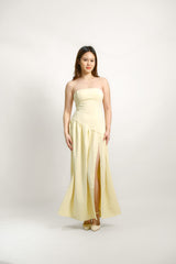 Custom Strapless Drop Waist Maxi Dress with Slit