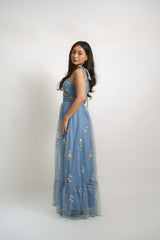 Custom Tulle Overlay Floral Gown