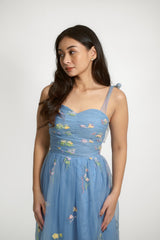 Custom Tulle Overlay Floral Gown
