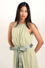 Halter Tier Ruffled Gown with Belt