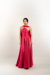 One Shoulder Gown with Scarf Detail