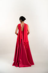 One Shoulder Gown with Scarf Detail
