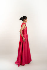 One Shoulder Gown with Scarf Detail