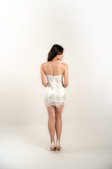Satin Laced Mini Dress