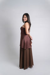 Two Piece Brown Set with Scarf