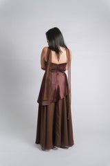 Two Piece Brown Set with Scarf