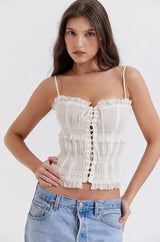 Lula Ivory Sequin Pleat Corset