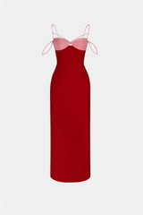 Red Twisted Midi Dress