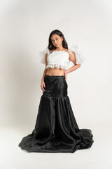 Puff Sleeve Modern Filipiniana and Gazar Maxi Skirt Set