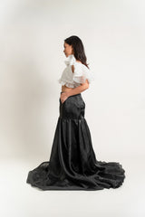 Puff Sleeve Modern Filipiniana and Gazar Maxi Skirt Set